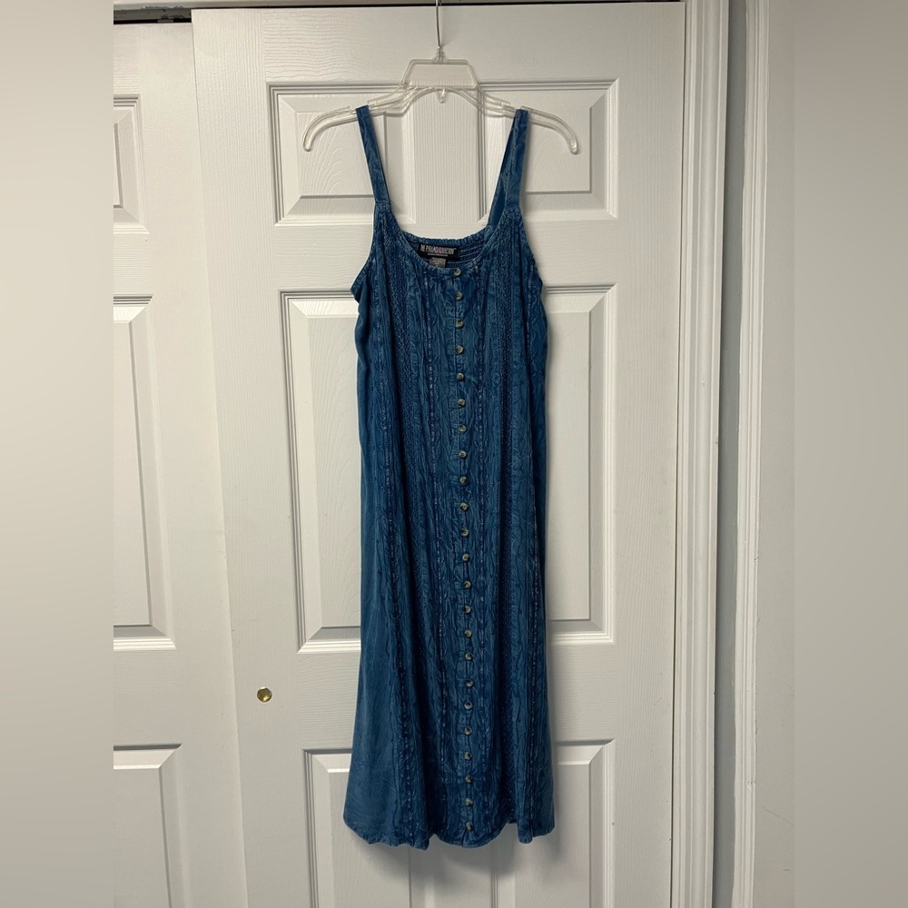 The Pyramid Collection Blue Spaghetti Strap Maxi Sundress vintage